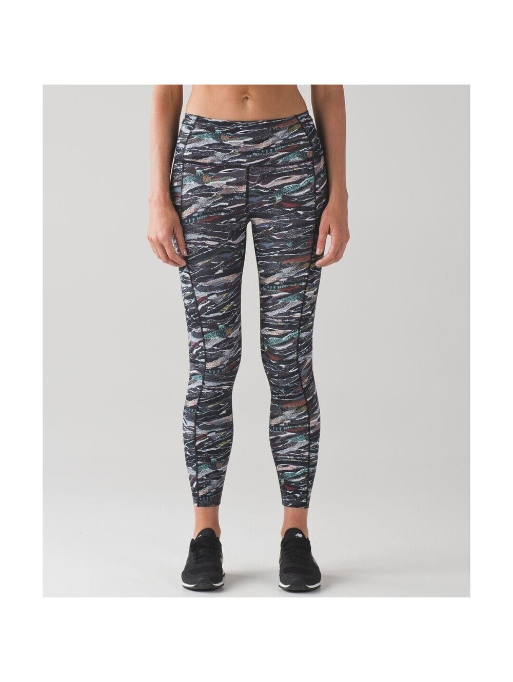 Lululemon Leggings Womens 6 Black Multicolor Abstract Mini Sweatr Multi Black